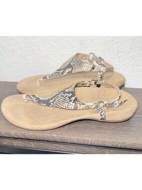 Vionic Kirra Leather Slingback Sandal Snake Print Size 8 Women’s Comfort